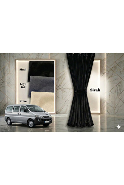 MOPS Hyundai Starex Uzun Şasi 1997-2007 Uyumlu Siyah Raylı Oto Perde Takımı