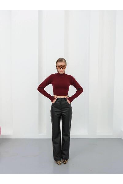 Ecenin Favorileri Pantaloni de damă din piele artificială