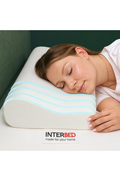 interbed Ortopedik Visco Yastık Boyun Destekli Viskon Kılıflı 60x40x14-12 Cm