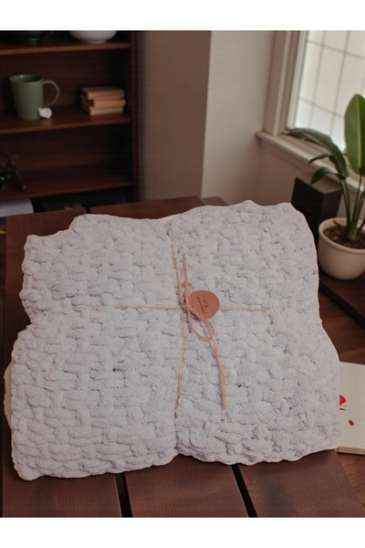 Örgü Sanatı El Örgüsü %100 Mikropolyester İp Bebek Battaniyesi El Örgüsü Puff...