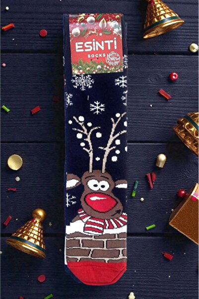 Esinti Unisex Christmas Socks Colorful Patterned Gift New Year Men Women Long Socks Single