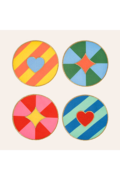 Zsa Zsa Zsu Nilüfer Dijital Baskılı Nakışlı Polyester Bardak Altlığı 13 Cm Renkli