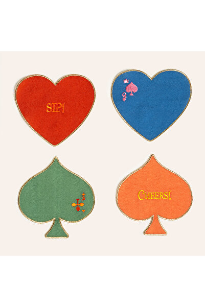 Zsa Zsa Zsu Nilüfer Dijital Baskılı Nakışlı Polyester Bardak Altlığı 13x13 Cm Renkli