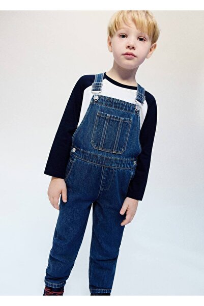 MANGO Baby Pamuklu denim tulum