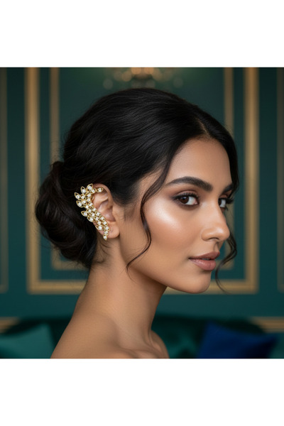 Silay أقراط غضروفية بأحجار الأذن باللون الذهبي للأذن اليسرى (لا تصبح داكنة)