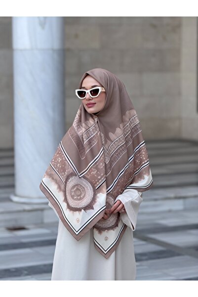 Ahivera Balam Desenli Queen Krep Büyük Boy Eşarp 130x130