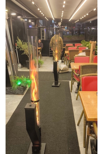 Palet & Soba Dünyası Füze Tipi Palet Soba 180 cm – 5 mm Ateş Haznesi, Cam Bor...