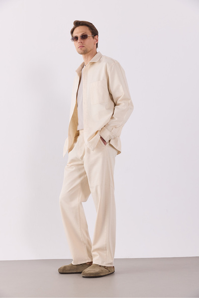 VENA Чоловічі штани Steve Baggy Fit Beli Lastikli Naturel Pantolon 100% бавов...