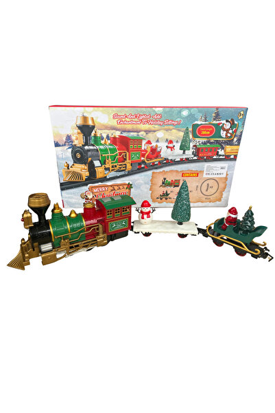 OEM Trenulet de Craciun pe sina 280 cm cu Sunete si Lumini, Locomotiva + 2 Va...