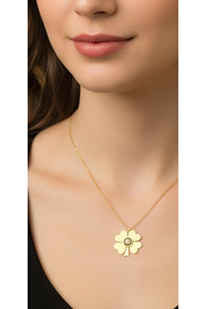 kuyumcu nurettin 5 (gram) Nazar Boncuklu Yonca Kolye 22 Ayar Altın