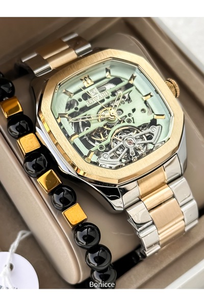 Reward سوار وحافظة من الفولاذ الأوتوماتيكي، ساعة يد رجالية خاصة باللون الأخضر...