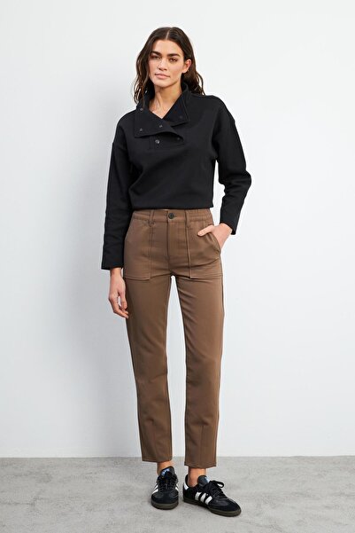 VENA Kadın Norah Beli Lastikli Smart Gabardin Pantolon - Vizon