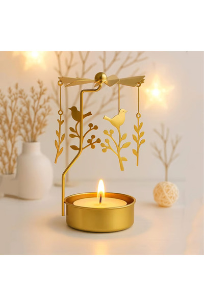 hediyesahibi Isı ile Dönen Kar Tanesi Tasarımlı Dekoratif Metal Mumluk & Şamdan