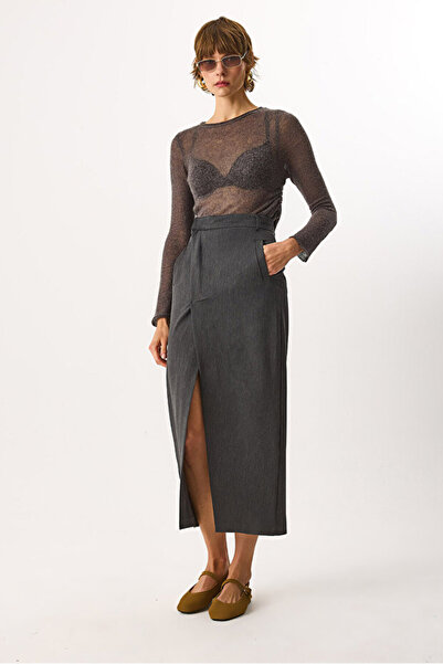 VENA Women's Slit Wrap Skirt - Anthracite