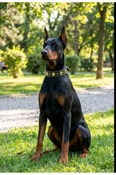 Allhunting Çivili Köpek Tasması Çift Kat Deri 3x63 Cm