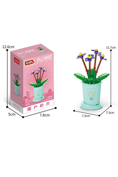 ctoy Ctoys Çiçek Blokları 8814-1 – Saintpaulia ionantha Wendl Mini Yapı Seti (62 Parça, 6+ Yaş)