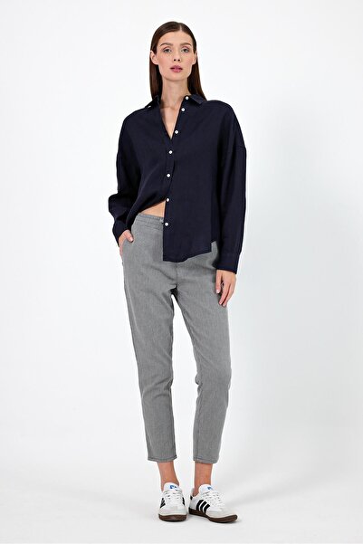 VENA Γυναικείο παντελόνι Alian με ελαστική μέση με ρίγες - Μαύρο ριγέ