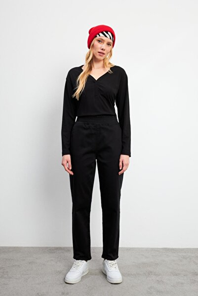 VENA Women's Marla Colorful High Waist Slouchy Pants - Black