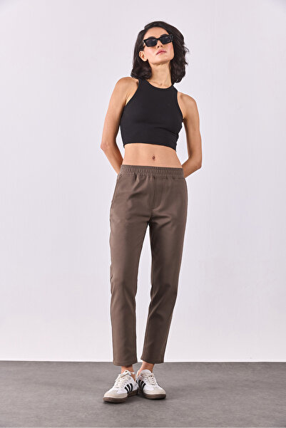 VENA Women's Alian Elastic Waist Smart Pants - Mink