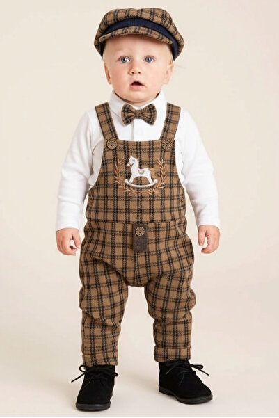 MixMax Bebe Baby Boy Horse Embroidered Bow Tie Detailed Long Sweatshirt Hat S...