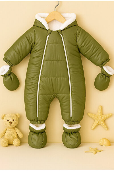 DeKuBaby Yağmur-Soğuk Geçirmez Kapüşonlu Çıkarılabilir Eldiven Ve Patikli Beb...