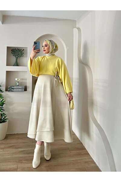 Blue Morpho Scuba Kumaş Anvelop Model Bağlamalı Etek