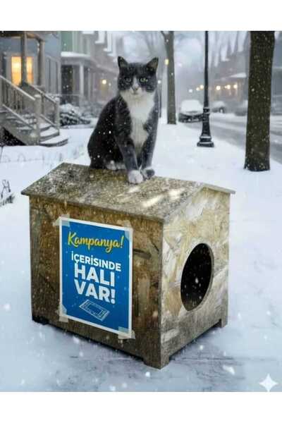 Genel Markalar Kedi yuvası Yağmura Ve Soğuğa Dayanıklı Osb Kedi Evi Yuvası (DENİZ TUTKALLI)monte Edilmiş Teslimat