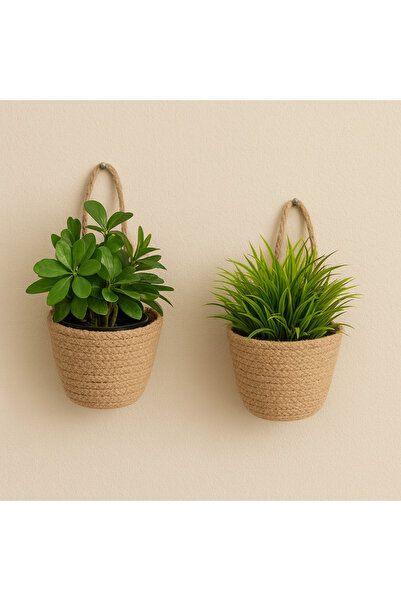 ÖRGÜM Coș decorativ, set de 2 mini organizatoare pentru ghivece cu flori 12x10 cm PLANTELE ȘI APARATELE DE AGĂTAT NU INCLUS.