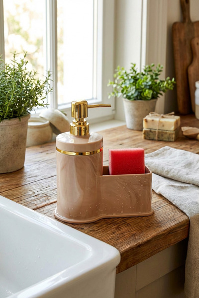 MAKRİ HOME Dozator de săpun lichid cu detaliu elegant de culoare aurie, cu su...