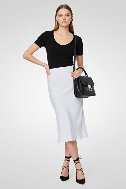 Karl Lagerfeld Women Solid Midi Skirt, Light Blue