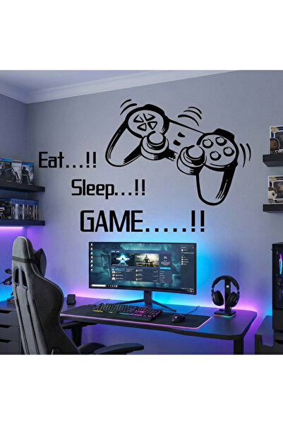 Generic "Eat Sleep Game" wall decal for gamers - perfect for bedrooms and gaming rooms - stylish and easy to install