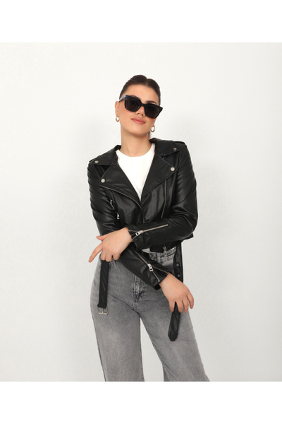 trender Black Women's Leather Jacket 4765