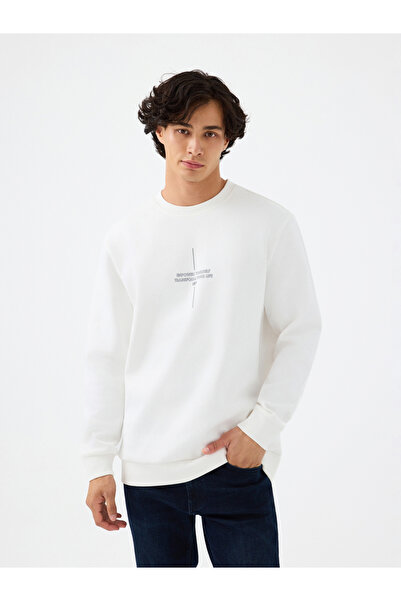 Loft Hanorac alb pentru bărbați cu croială normală Lf2041080