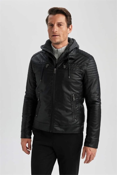 DeFacto Мъжко кожено яке и палто N9693AZ/BK27