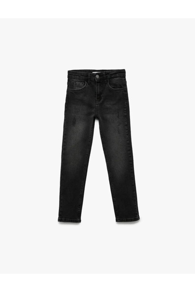 Koton Bavlněné džínové kalhoty slim fit s kapsami