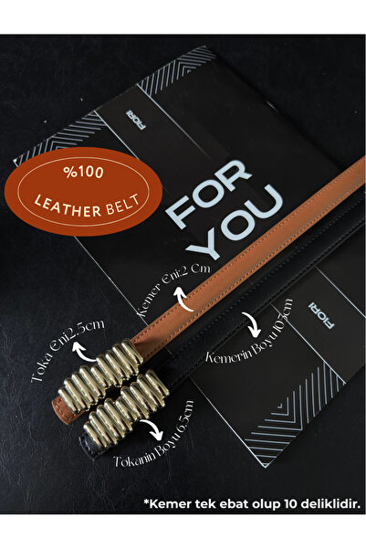 Fiori حزام نسائي رفيع مكون من قطعتين بتصميم جلدي أصلي مع مشبك ذهبي، حزام للست...