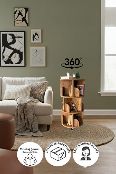 atlantik mobilya 360° Mdflam Dekoratif Döner Kitaplık - 92x45 Cm -