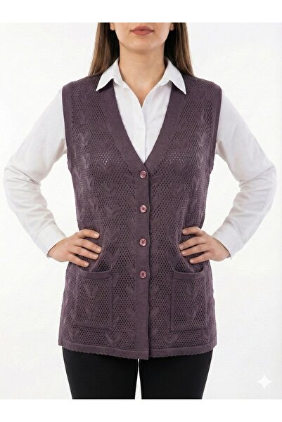 F&D Tekstil سترة نسائية من ماركة ميرسيريزد حياكة دانتيل شق