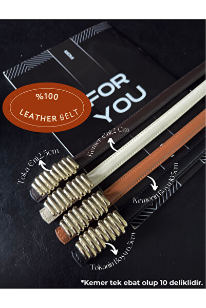 Fiori حزام نسائي رفيع من الجلد الطبيعي مكون من 4 قطع بتصميم مشبك ذهبي، حزام ل...