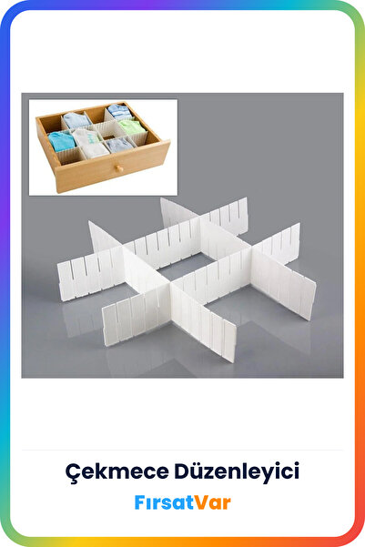 FırsatVar مقسم أدراج عملي قابل للتعديل - مجموعة من 3 قطع | منظم متعدد الأغر...