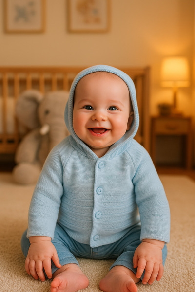 tinitins Hooded Double Layer Knitwear Girl - Baby Boy Cardigan