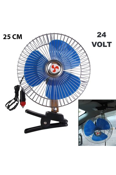 erkaotomotiv Araç İçi Fan Oto Vantilatör 24 Volt Mandallı 10 inç
