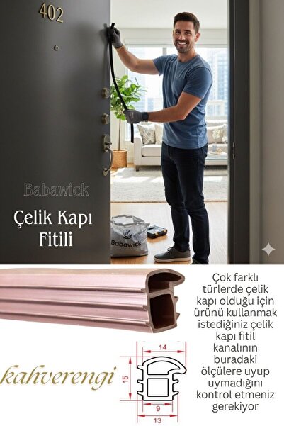 BABAWİCK شريط باب فولاذي بطول 6 أمتار، لون بني، يوفر عزلًا للصوت والغبار والح...