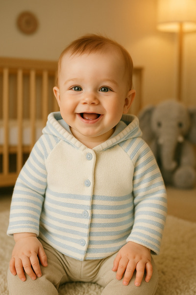 tinitins Hooded Double Layer Knitwear Girl - Baby Boy Cardigan