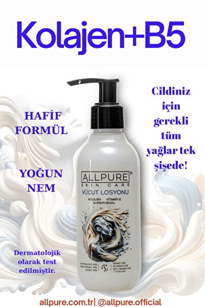 ALLPURE VÜCUT LOSYONU (200ml COLLAGEN ve B5 içeren Sıkılaştırıcı Yoğun Vücut ...