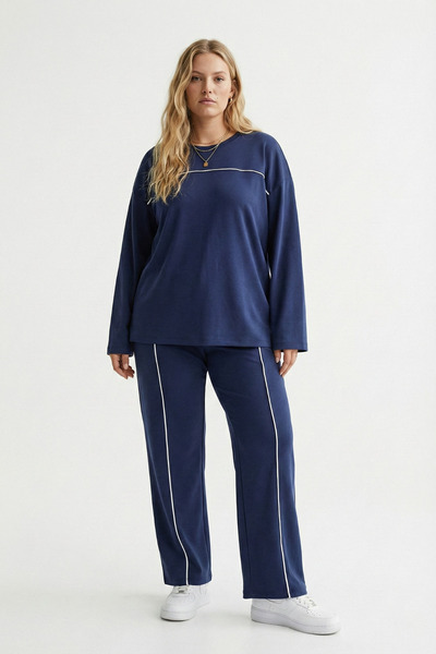 Mivoon طقم ملابس من قطعتين بأكمام طويلة من نسيج مودال على طراز OSHO مقاس كبير