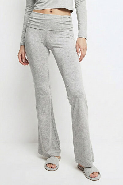 VODENS Παντελόνι Grey Melange Flared Jersey - Ισπανικό πόδι, εξαιρετικά απαλό...