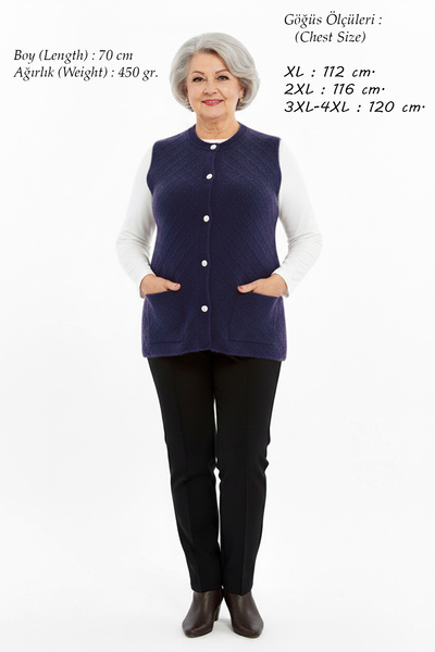 Laden Women's Knitwear Bearded Plus Size Mother Winter Vest