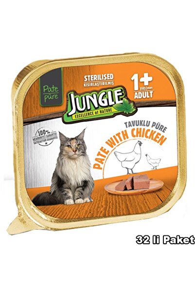 Jungle 32 Adet Kısır Kedi 100g Tavuklu Ezme/Pate Skt: 09/2025