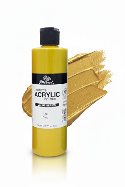 Phoenix فونيكس - ألوان أكريليك أرتيستز (Value Series) - ذهبي لامع (Gold 130) - 250 مل